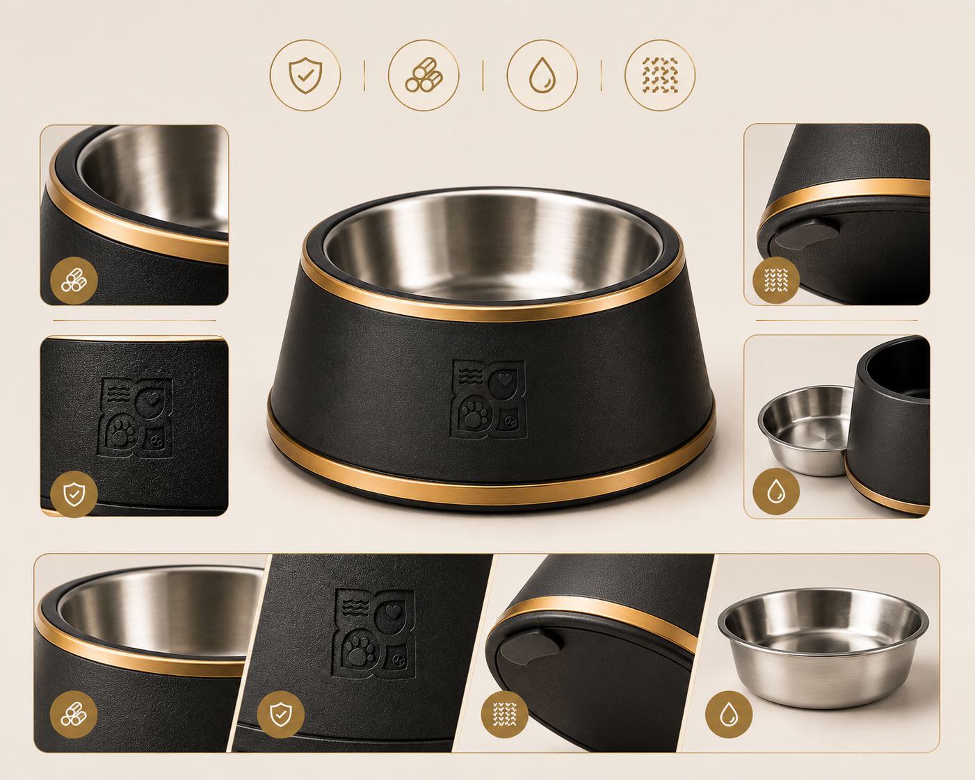 Luxury Stainless Steel Pet Bowl – Premium Anti-Slip Food & Water Bowl for Cats & Dogs
