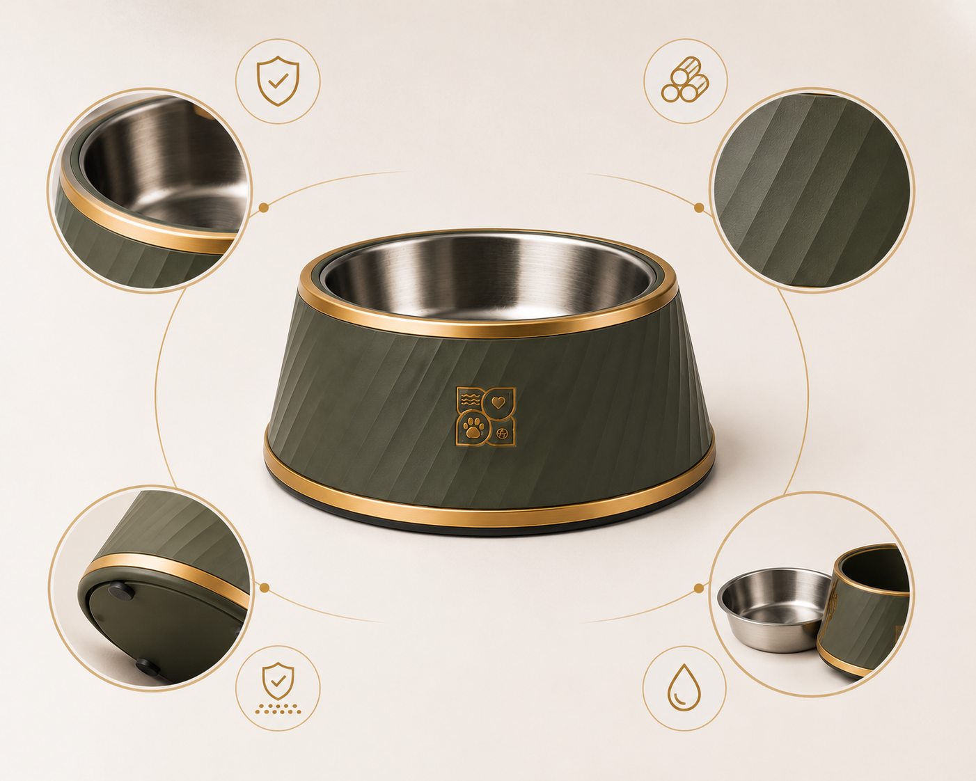 Luxury Stainless Steel Pet Bowl – Premium Non Slip Food & Water Bowl
