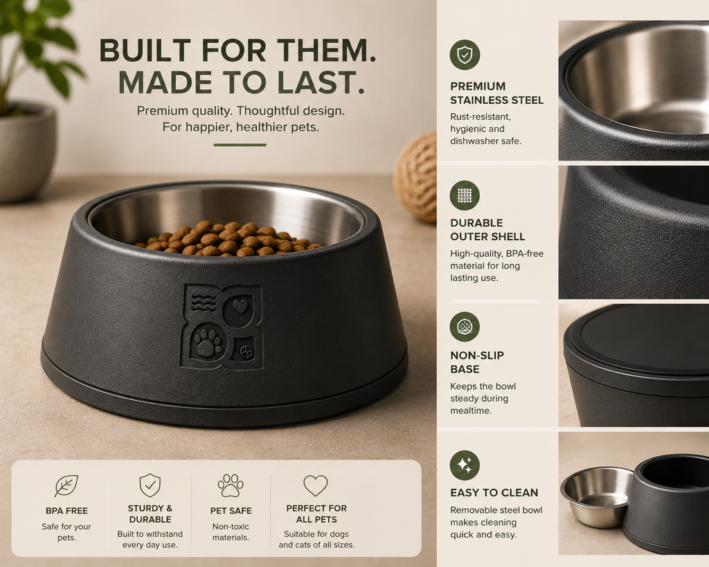 Modern Stainless Steel Pet Bowl – Durable Food & Water Bowl